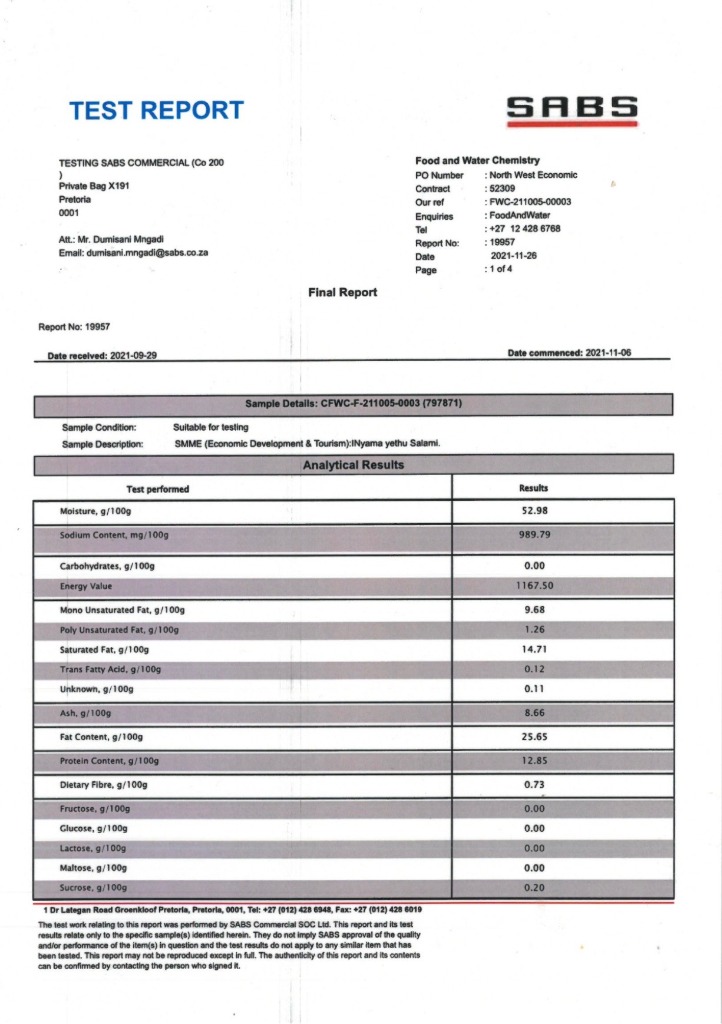 SABS Compliance Report 1